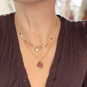 Jamie Joseph Watermelon Tourmaline Drop Gold Chain Necklace